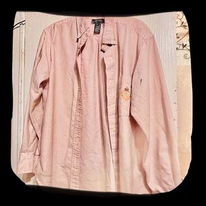 pink pinstriped button-down polo womens small